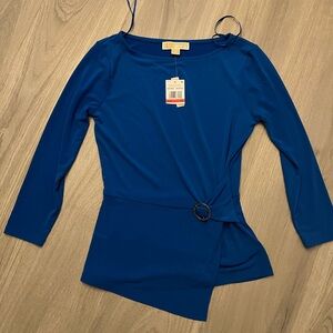 Michael Kors Royal Blue Asymmetrical Blouse